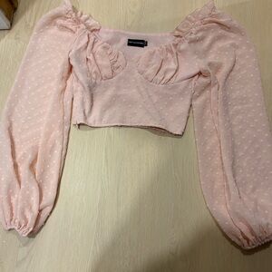 PrettyLittleThing Blush Textured Crop Top